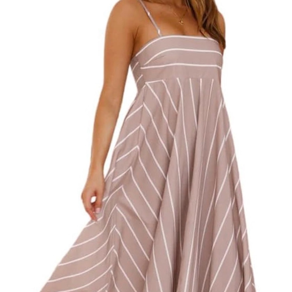 Striped Light Brow Maxi Skirt - Women